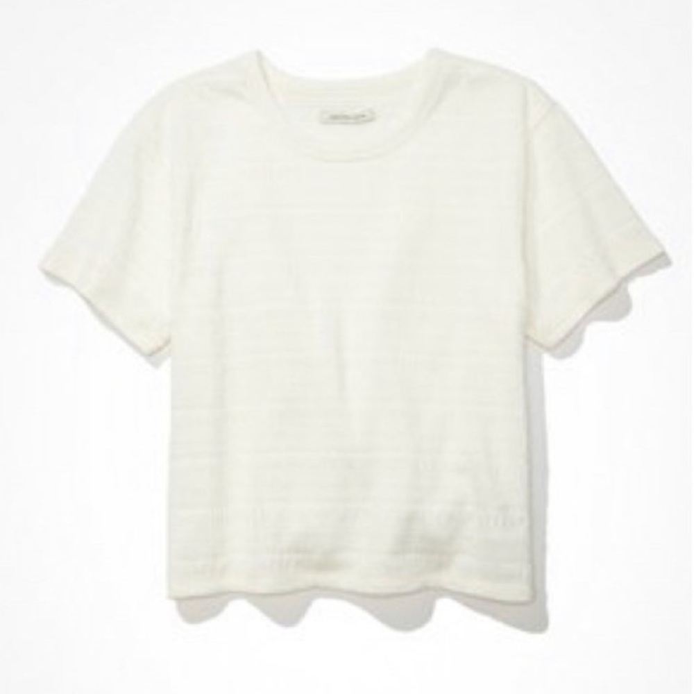 AMERICAN EAGLE WHITE T-SHIRT TOP CREAM WHITE size: xs